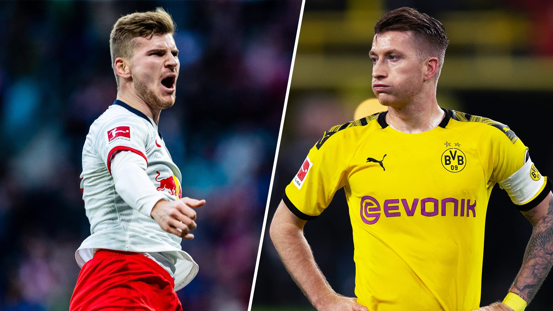 Leistungsträger: Leipzigs Torjäger Timo Werner (li.) und Dortmunds Kapitän Marco Reus.