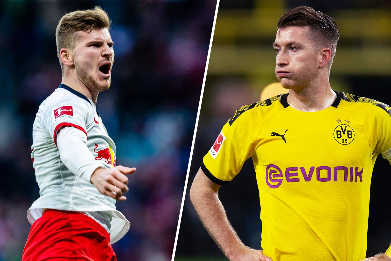 Leistungsträger: Leipzigs Torjäger Timo Werner (li.) und Dortmunds Kapitän Marco Reus.