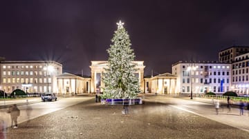 Weihnachtsbaum vor dem Brandenburger Tor: Seit dem 1. Dezember steht der Baum wieder beleuchtet vor dem Berliner Wahrzeichen.