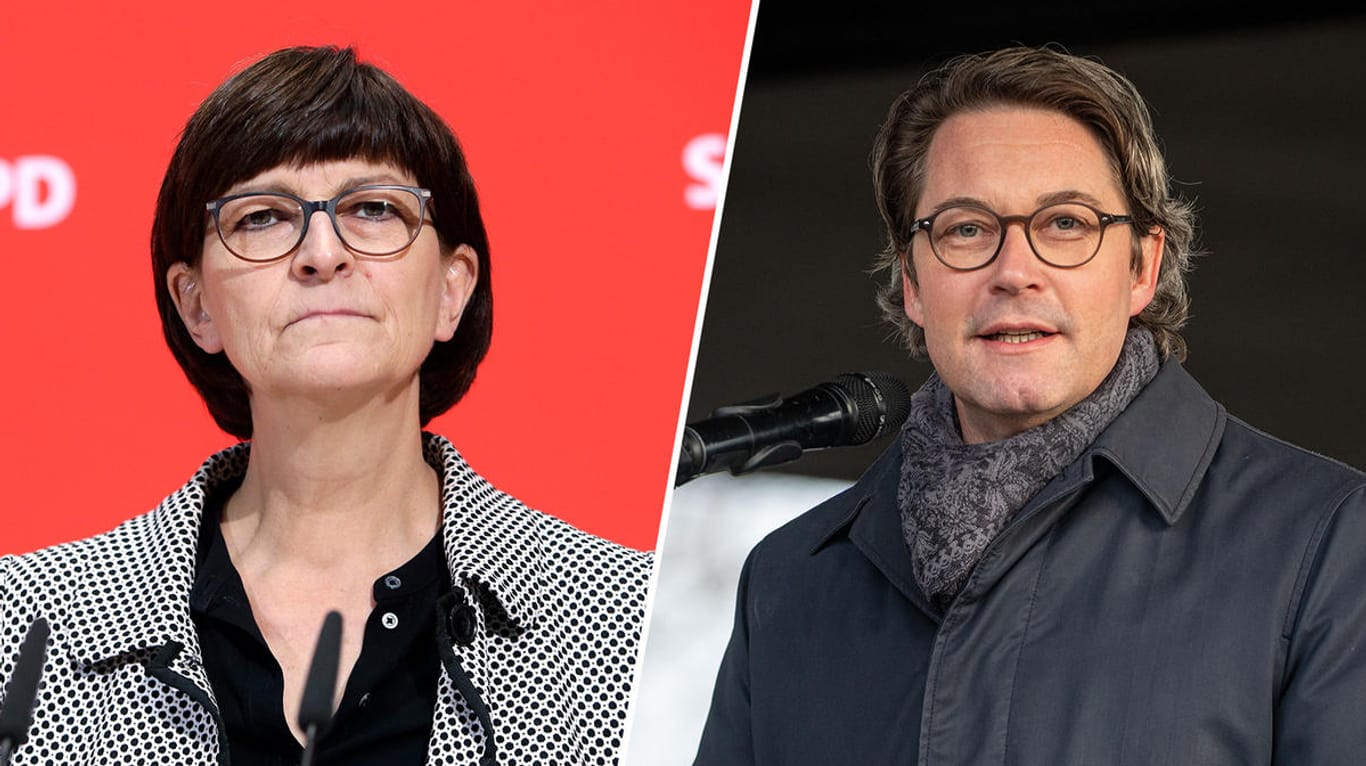 Saskia Esken und Andreas Scheuer: Die neue SPD-Co-Chefin kritisiert den Verkehrsminister, den Rücktritt fordern will sie allerdings nicht.
