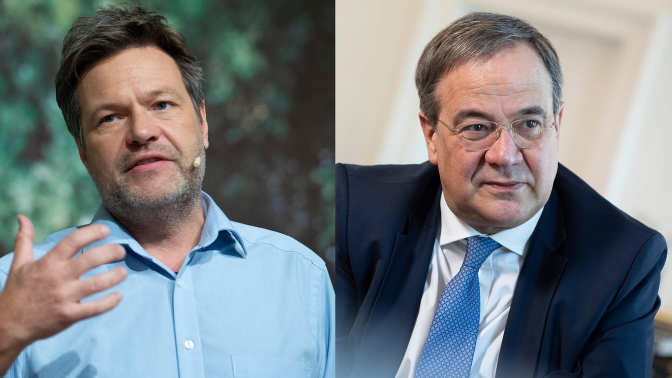 Robert Habeck und Armin Laschet: Der CDU-Politiker Laschet sieht Habecks Grüne inzwischen als Hauptkonkurrenten seiner Partei.