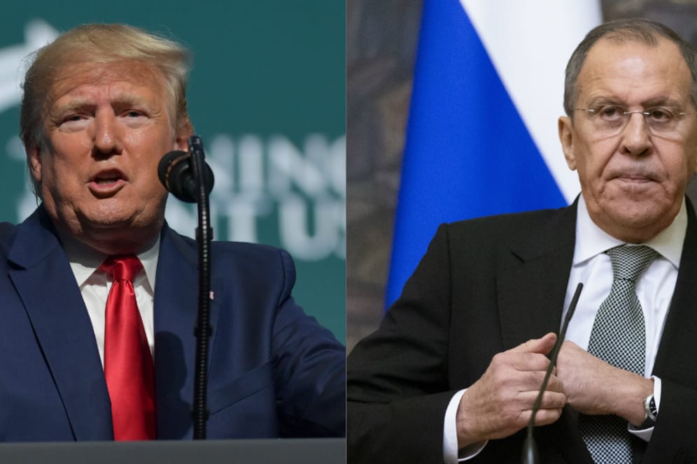 Donald Trumpd und Sergej Lawrow: Der US-Präsident will die Fertigstellung der Ostsee-Pipeline Nord Stream 2 unbedingt verhindern. Der russische Außenminister zeigt sich unbeeindruckt.