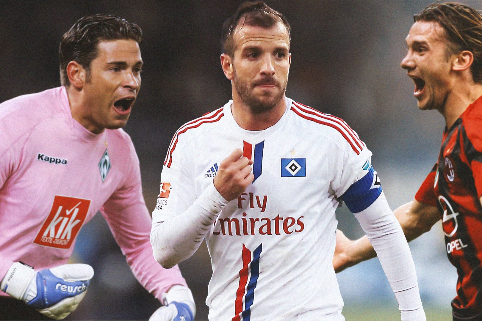 Sie wechselten die Disziplin nach erfolgreicher Fußballerkarriere: Tim Wiese (l.), Rafael van der Vaart (m.) und Andrey Shevechenko (r.).