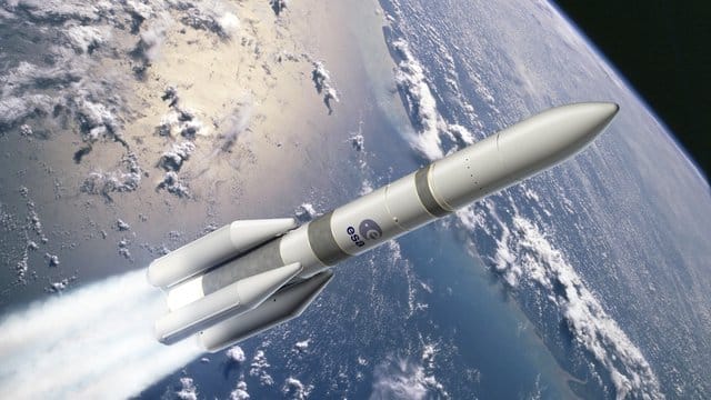 Computeranimation einer Ariane 6.