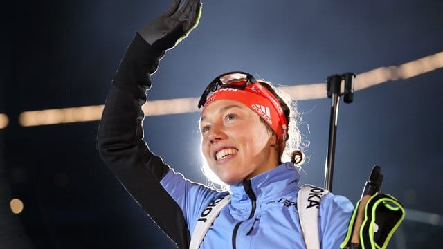 Laura Dahlmeier wurde unter großem Jubel in der Veltins Arena auf Schalke verabschiedet.