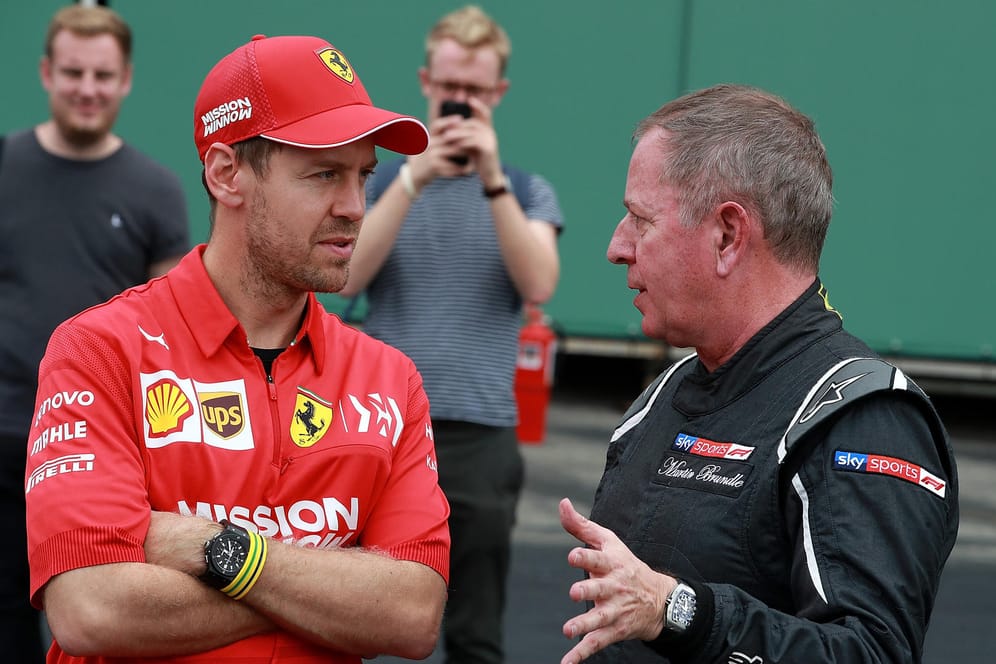 Zweifelt zunehmend an Vettels Fähigkeiten: Formel-1-Ikone Martin Brundle (r.) mit Sebastian Vettel (l.).