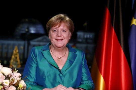 Bundeskanzlerin Angela Merkel (CDU), aufgenommen nach der Aufzeichnung ihrer Neujahrsansprache im Kanzleramt.