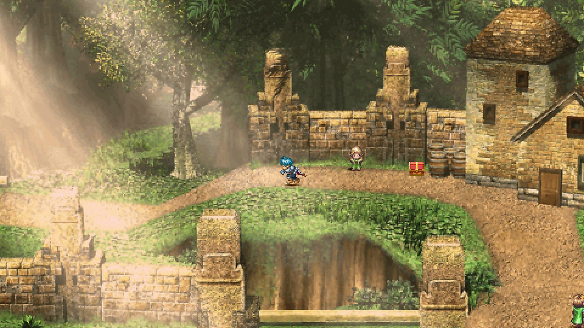 Screenshot aus Star Ocean – First Departure R: Held Roddick muss ein Dorf von einem Fluch befreien.