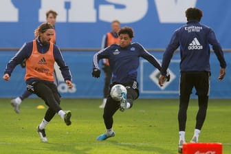 Martin Harnik, Xavier Amaechi, Gideon Jung (v.l.) beim Training: Künftig können die HSV-Spieler auf einem neuen Platz trainieren.