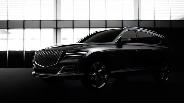 Typisch SUV: Ein riesiger Kühlergrill bildet das Gesicht des Genesis GV80. Typisch SUV: Ein riesiger Kühlergrill bildet das Gesicht des Genesis GV80.