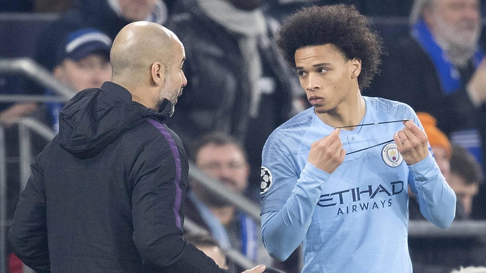 Pep Guardiola (l.) und Leroy Sane: Bald könnte der Spanier wieder auf den DFB-Star zurückgreifen. Pep Guardiola (l.) und Leroy Sane: Bald könnte der Spanier wieder auf den DFB-Star zurückgreifen.