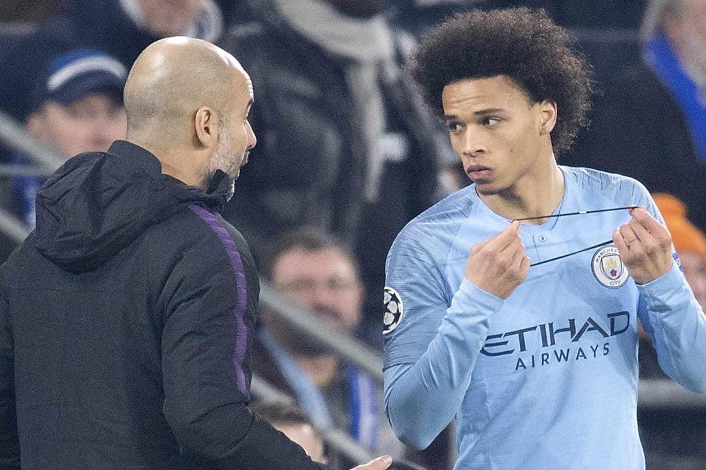 Pep Guardiola (l.) und Leroy Sane: Bald könnte der Spanier wieder auf den DFB-Star zurückgreifen.