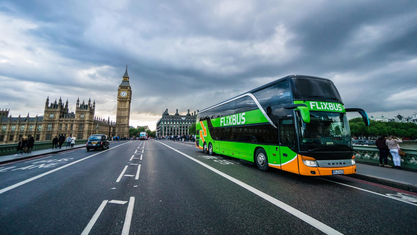 Flixbus in London: Der Anbieter ist in vielen Ländern Europas unterwegs.