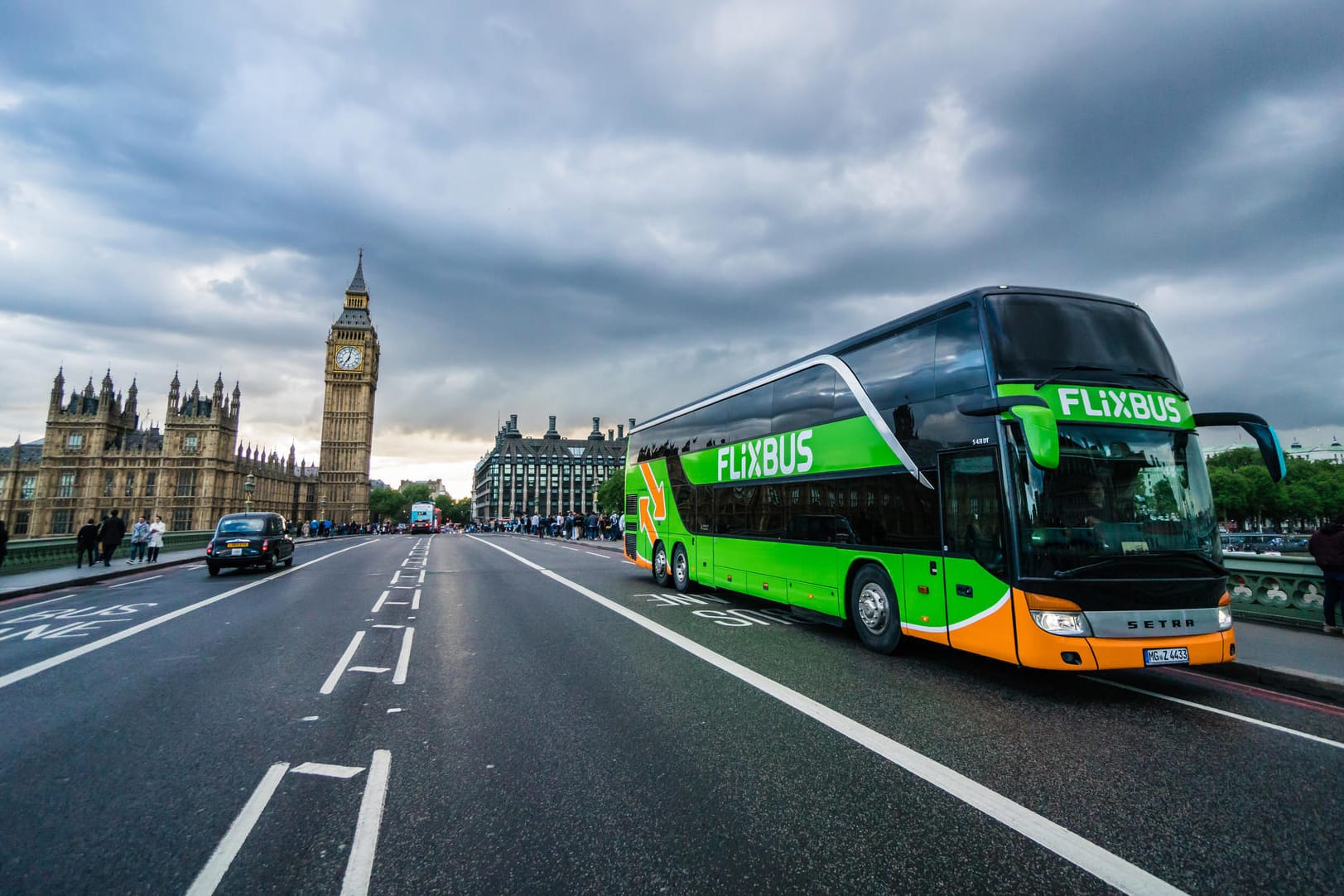 Flixbus in London: Der Anbieter ist in vielen Ländern Europas unterwegs.