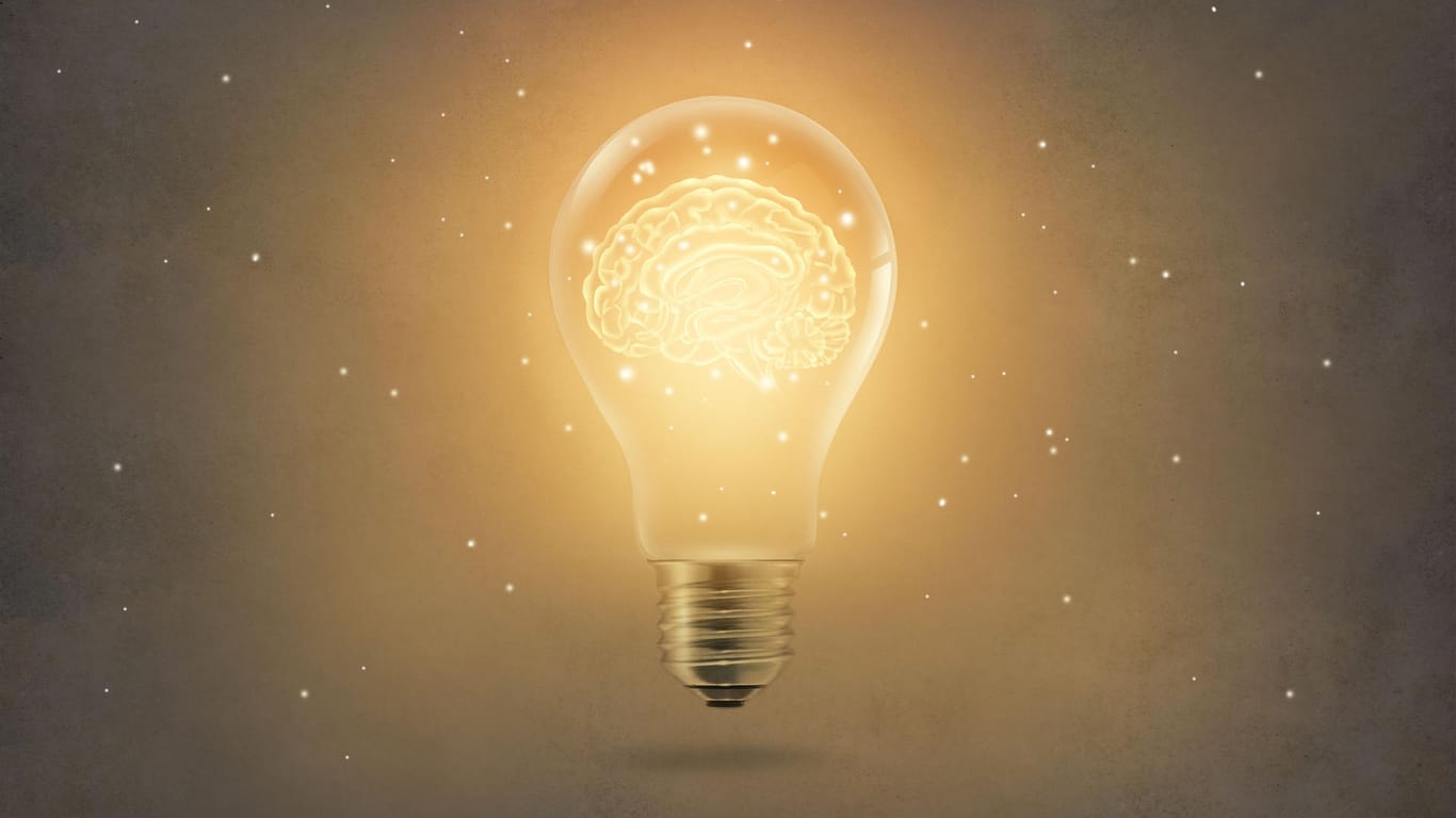 Lampe mit Gehirn