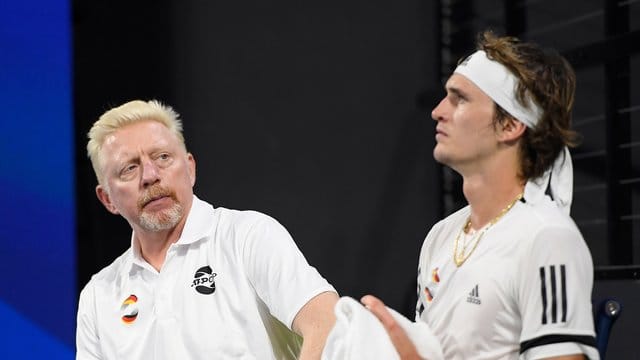 Team-Kapitän Boris Becker und Alexander Zverev beim ATP Cup in Australien.