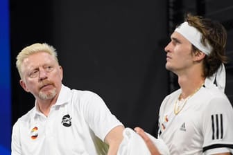 Team-Kapitän Boris Becker und Alexander Zverev beim ATP Cup in Australien.