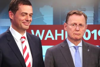 Mike Mohring und Bodo Ramelow: Bald könnten der CDU-Spitzenkandidat Mohring und der bisherige Ministerpräsident Ramelow (Linke) zusammenarbeiten (Archivbild).