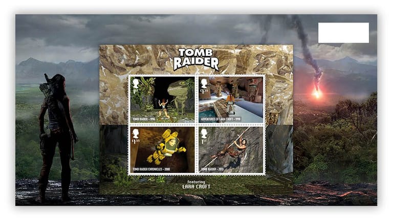 Produktbild aus dem Online-Shop der Royal Mail: In England gibt es jetzt ein Briefmarken-Set für "Tomb Raider"-Fans zu kaufen.