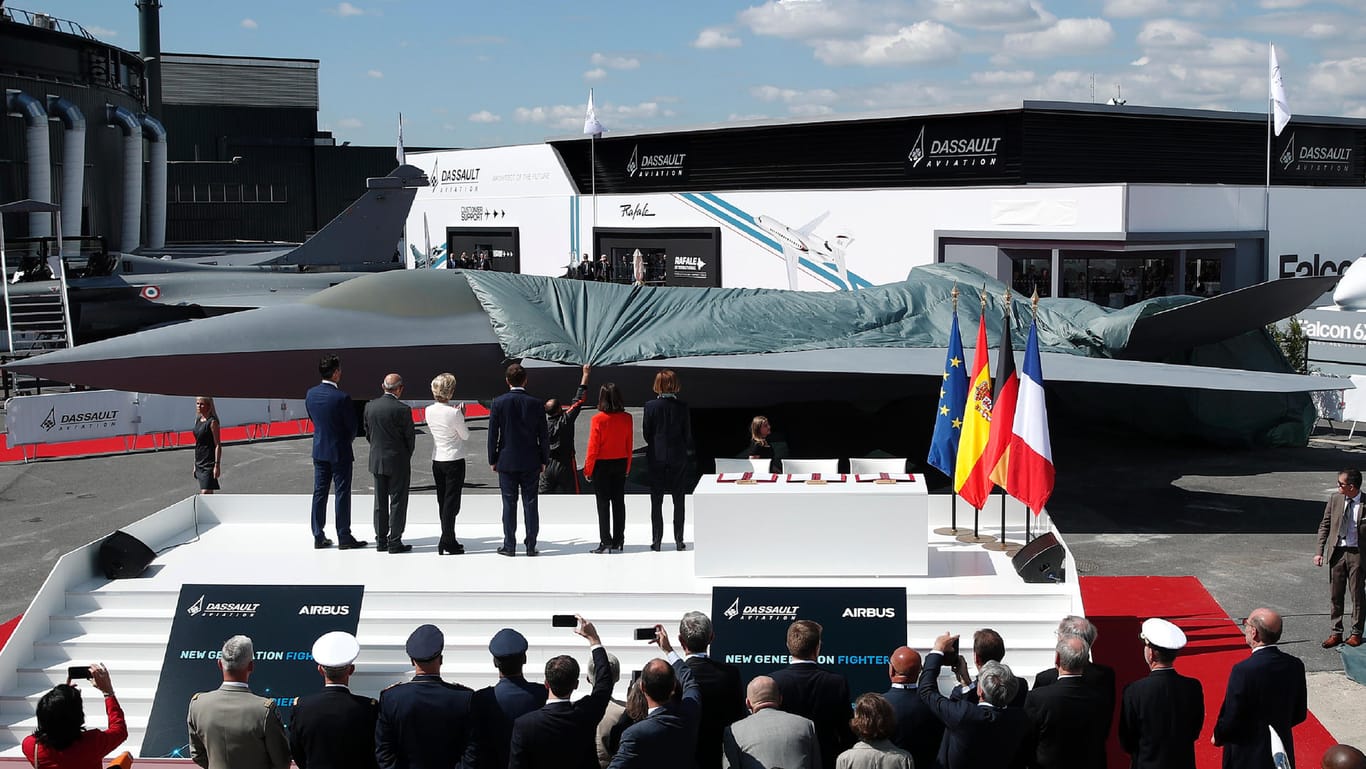 Europäischer Kampfjet: 2019 wurde ein Modell des zukünftigen europäischen Kampfjets im Rahmen der 53. Internationalen Pariser Luftfahrtausstellung enthüllt.