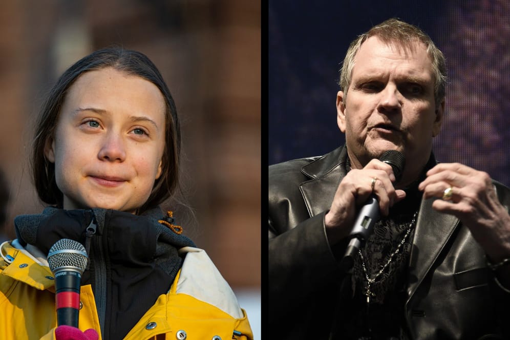 Klimaaktivistin Greta Thunberg und Sänger Meat Loaf: Er hat die Aktivistin in einem Interview angezweifelt. Sie reagiert gelassen.