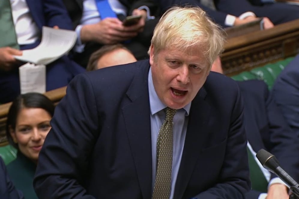 Der britische Premierminister Boris Johnson am Mittwoch im Unterhaus: Johnsons Brexit-Gesetz ist von der Parlamentskammer gebilligt worden.