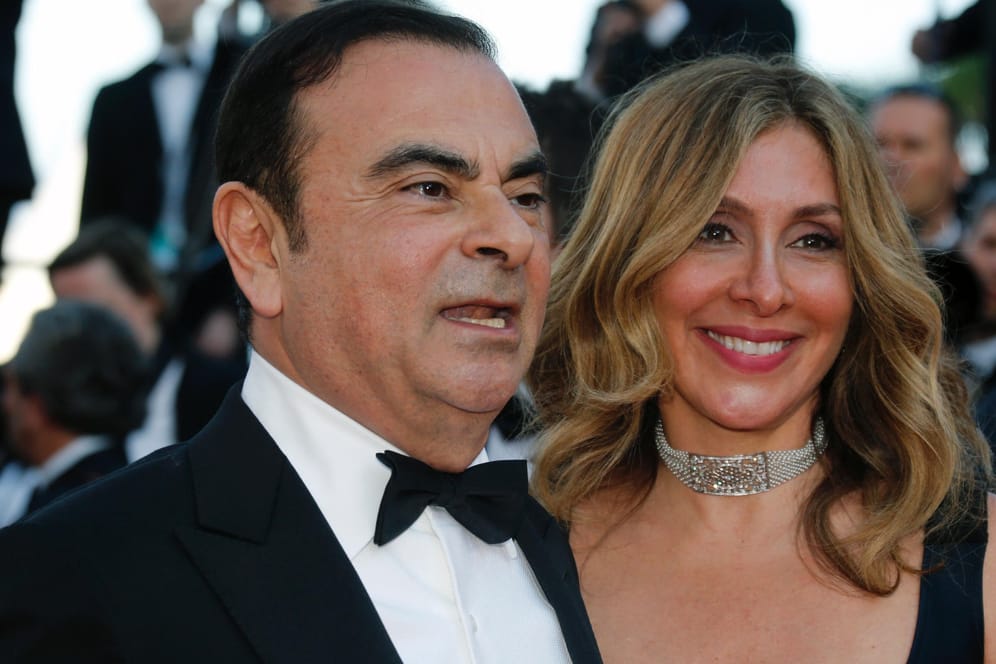 Carlos Ghosn mit seiner Frau Carole beim Filmfestival in Cannes 2018: Beide sind auf der Flucht.