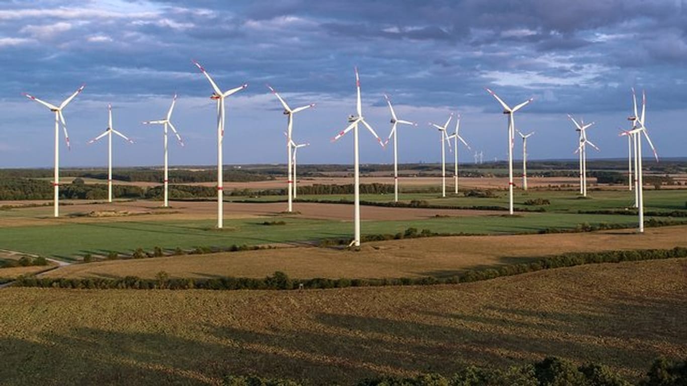 Windenergiepark "Odervorland" im Landkreis Oder-Spree in Brandenburg.