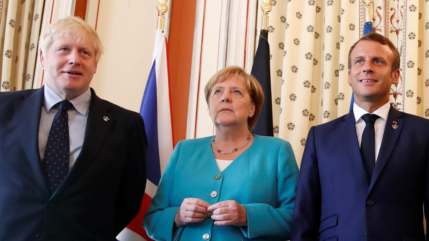 Boris Johnson, Angela Merkel, Emmanuel Macron: Gemeinsamer Appell an Teheran.
