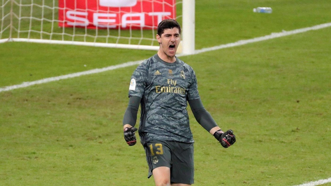 Thibaut Courtois: Reals Schlussmann krönte sich im Elfmeterschießen zum Held des Abends. Thibaut Courtois: Reals Schlussmann krönte sich im Elfmeterschießen zum Held des Abends.