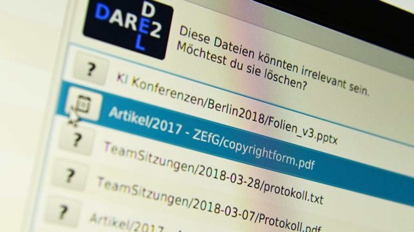 Screenshot des Programms Dare2Del: Das Programm Dare2Del macht einen Vorschlag, bestimmte Dateien zu löschen.