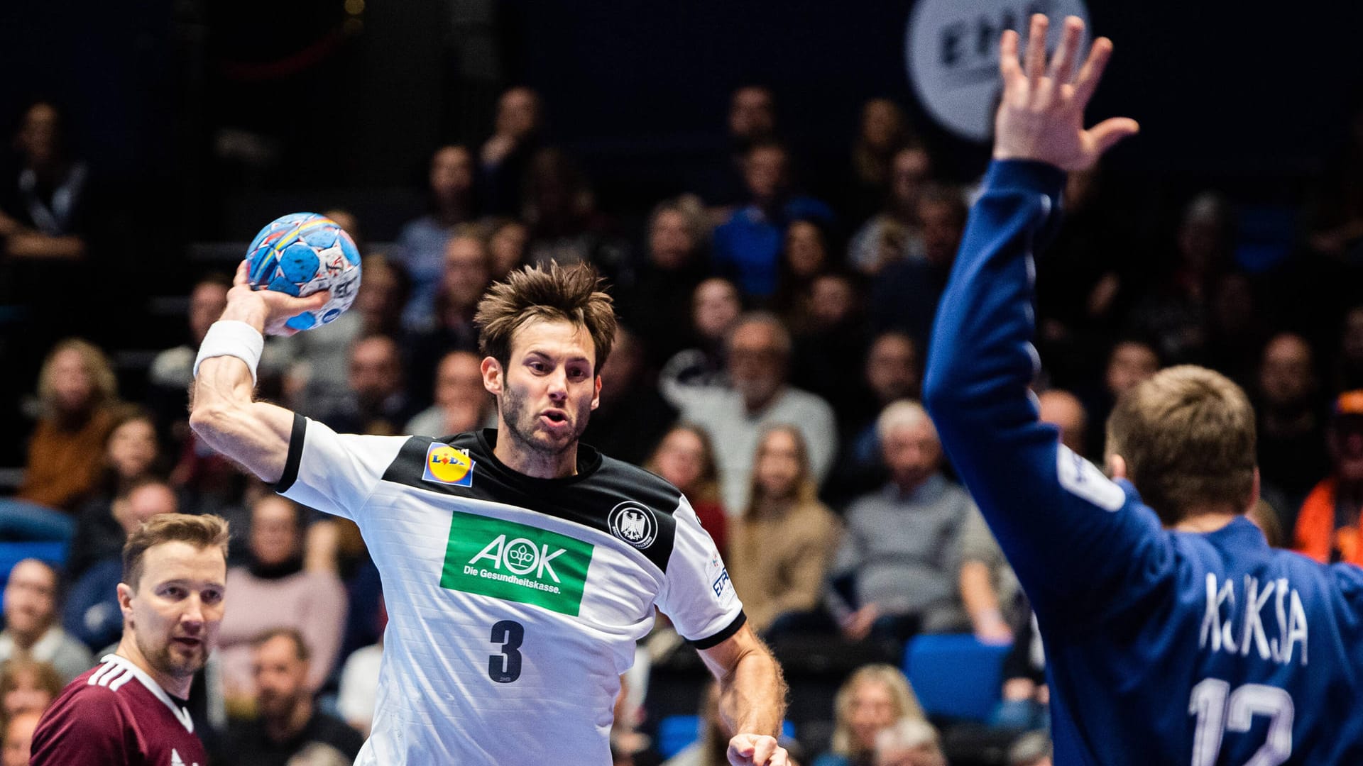 200113 Uwe Gensheimer of Germany during the EHF European Handball Championship match between Latvia and Germany on Janu