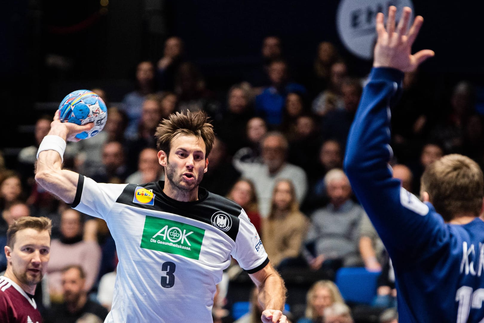 200113 Uwe Gensheimer of Germany during the EHF European Handball Championship match between Latvia and Germany on Janu