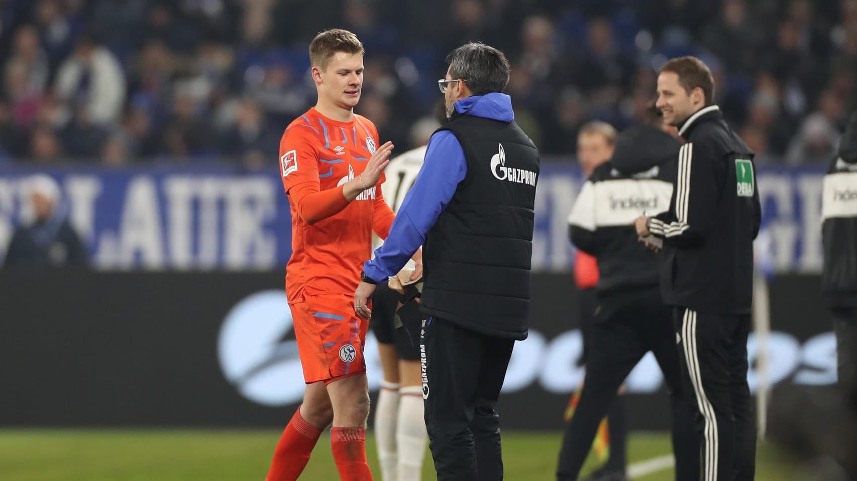 Alexander Nübel (li.) und Cheftrainer David Wagner. Verliert der Torhüter in der Rückrunde seinen Stammplatz?