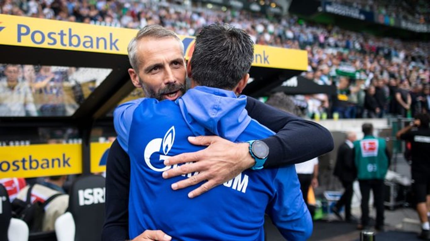 Sehen sich beim Rückrunden-Auftakt wieder: Schalke-Coach David Wagner (vorne) und Gladbachs Marco Rose.