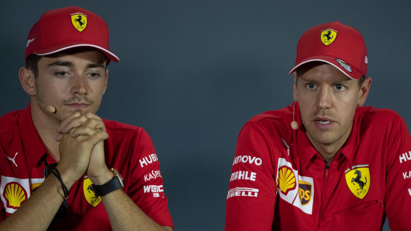 Konkurrenten: Charles Leclerc und Sebastian Vettel (r.).