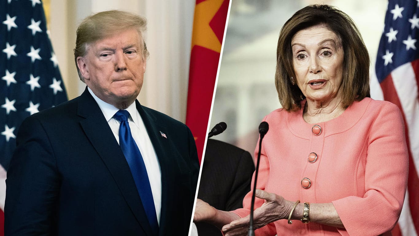 Donald Trump (links), Nancy Pelosi (rechts): Das Amtenthebungsverfahren ist offiziell gegen den US-Präsidenten nun eröffnet.