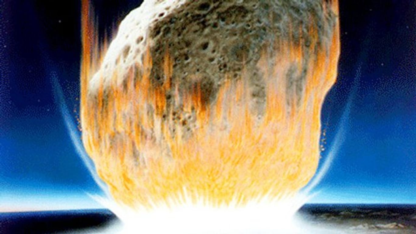 Dies ist die künstlerische Interpretation eines Asteroidenaufpralls auf der Erde.