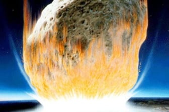 Dies ist die künstlerische Interpretation eines Asteroidenaufpralls auf der Erde.