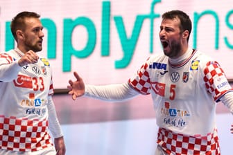 Luka Cindric (li.) und Domagoj Duvnjak (re.): Die kroatischen Handballstars wollen ihr Team endlich zum Titel führen.