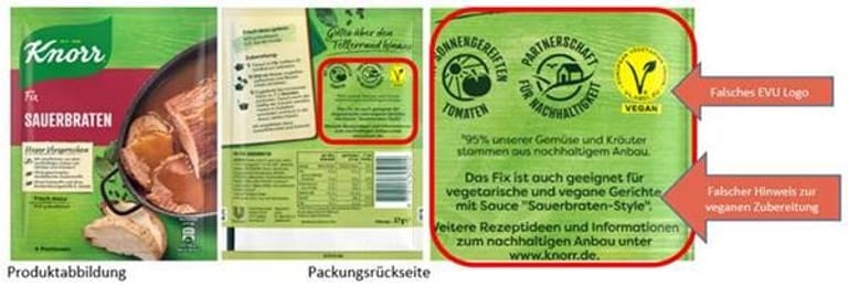 "Knorr Fix für Sauerbraten": Das Produkt ist nicht vegan.