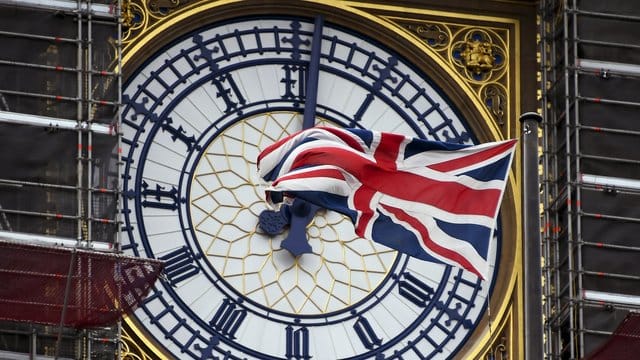 Er soll den Brexit einläuten: Der Big Ben mit einem Union Jack am Zifferblatt.