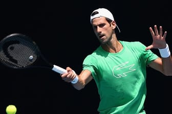 Novak Djokovic beim Training in Melbourne.
