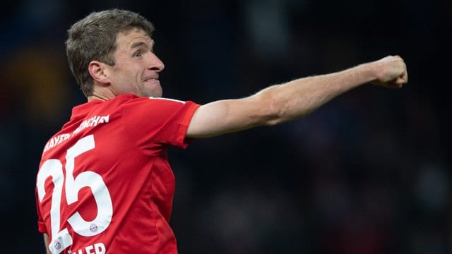 Bayern-Stürmer Thomas Müller traf in Berlin zum zwischenzeitlichen 1:0. Bayern-Stürmer Thomas Müller traf in Berlin zum zwischenzeitlichen 1:0.