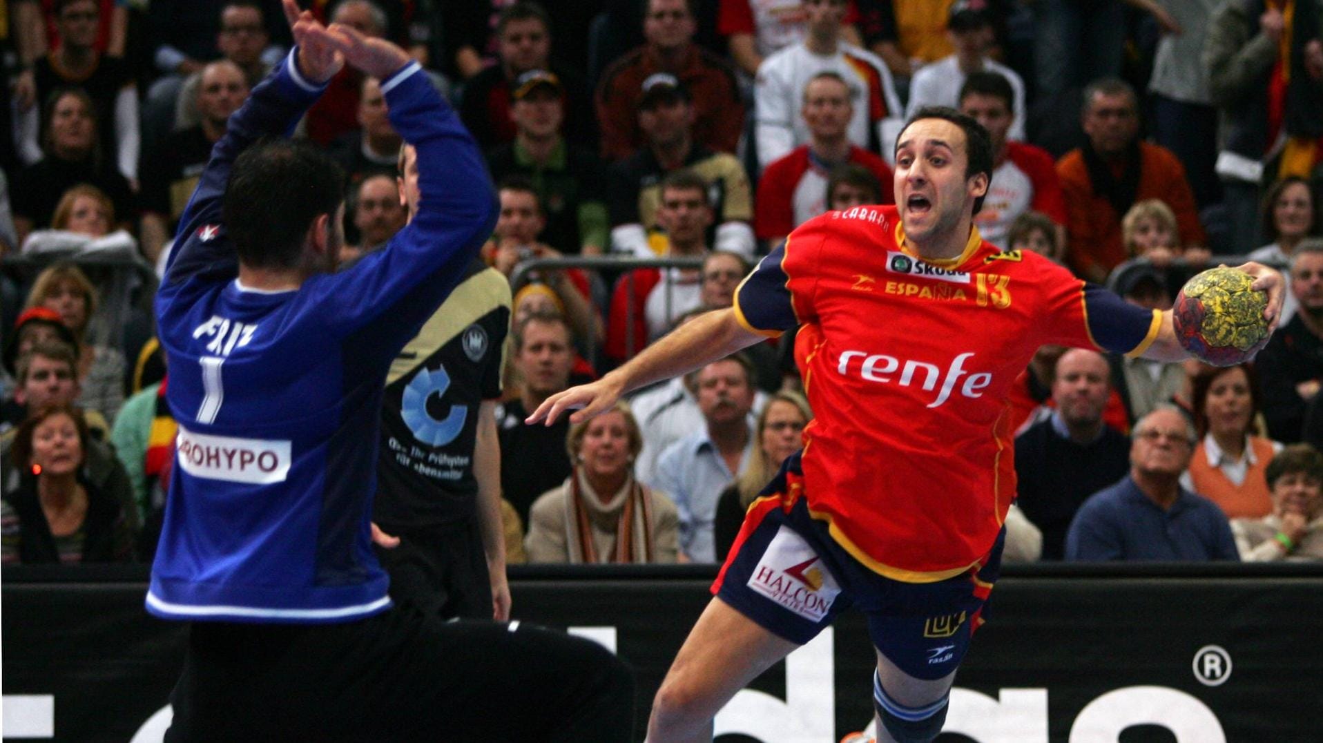 Henning Fritz (l.) beim WM-Viertelfinale 2007 gegen Spanien.