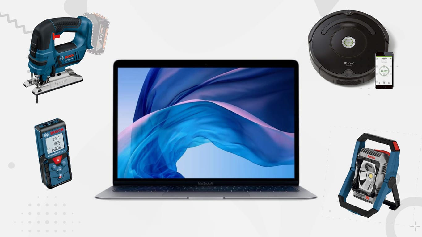 Werkzeug von Bosch und das MacBook Air: Sparen Sie bei den Angeboten des Tages.