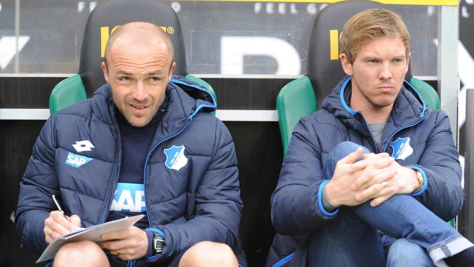 Unter Julian Nagelsmann (re.), hier im Jahr 2016, war Alfred Schreuder (li.) Co-Trainer der TSG.