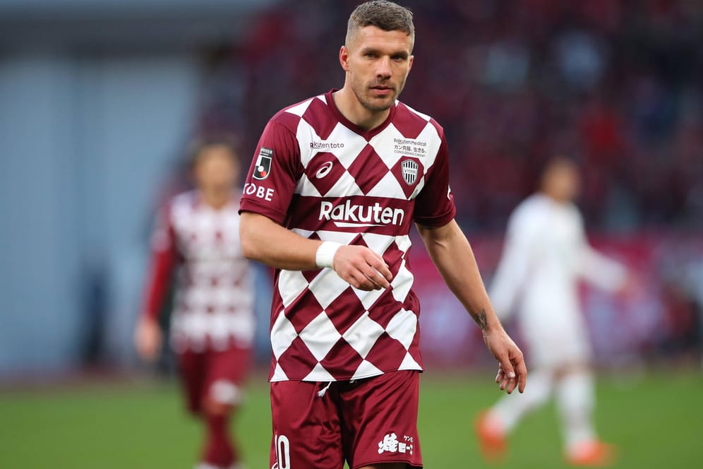 Im Trikot von Vissel Kobe: Lukas Podolski spielte zuletzt seit 2017 in Japan.