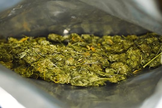 Marihuana in einer Plastiktüte (Archivbild): Gegen fünf Leute steht die Anklage wegen eines Marihuana-Versandhandels.