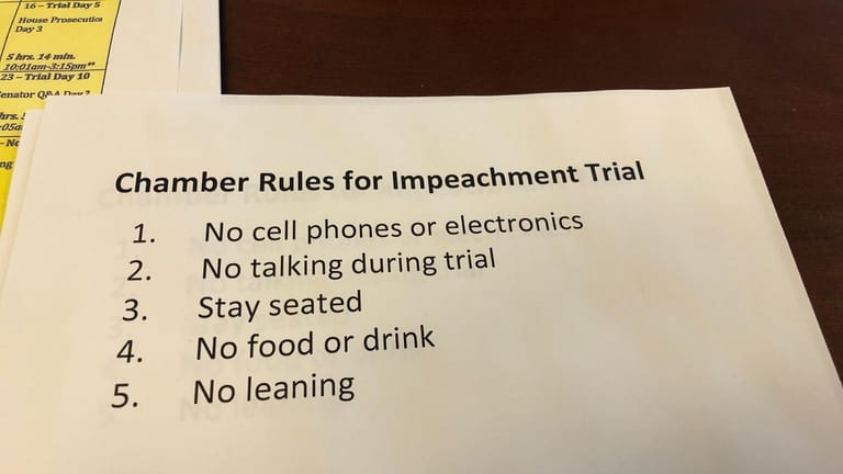 Nicht vorlehnen! Die Regeln für die Impeachment-Berichterstatter.